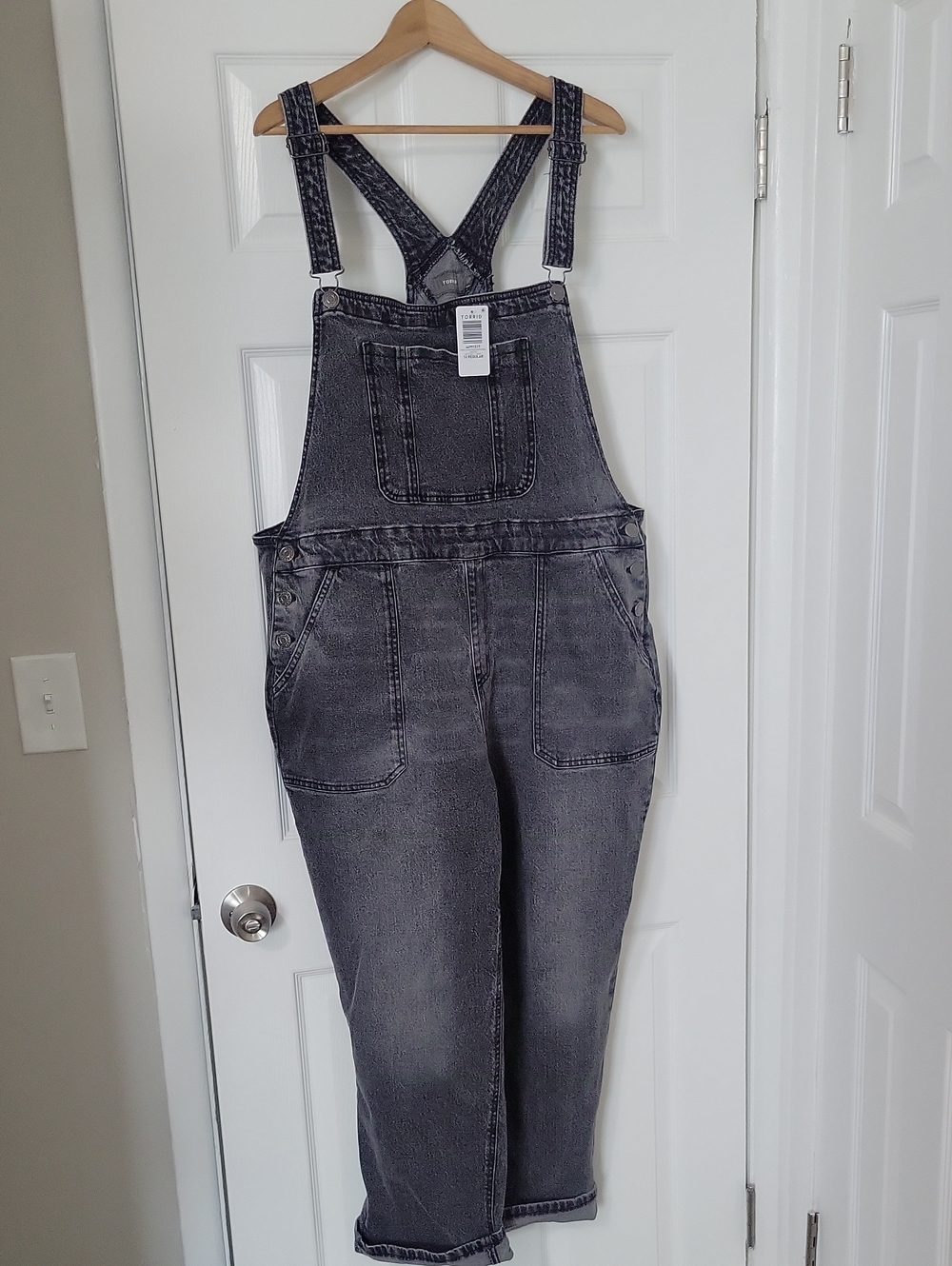 Washed Black Denim Overalls